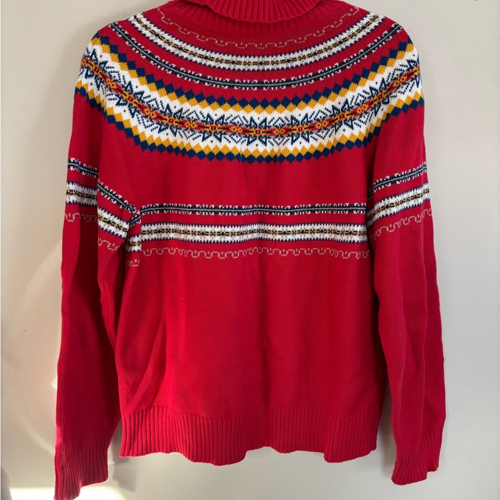 Pendleton Red Multicolor Patterned Turtleneck Swe… - image 2